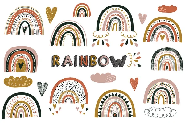 Kinderzimmer Niedliche Boho Rainbow Elemente — Stockvektor
