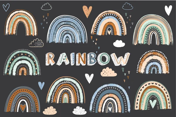 Chalkboard Bonito Boho Rainbow Elements —  Vetores de Stock