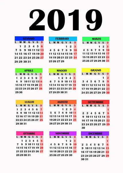 Simple design for calendar 2019.
