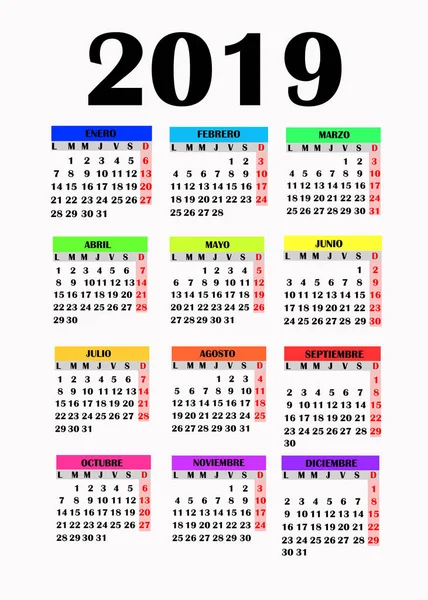 Diseño simple para el calendario 2019 . —  Fotos de Stock