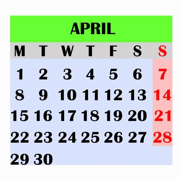 Calendar design month april 2019.