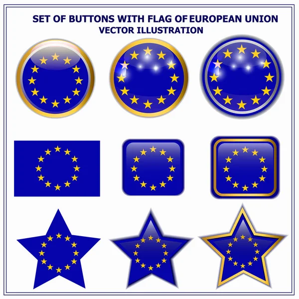 Set con banderas de la Unión Europea. Vector . — Vector de stock