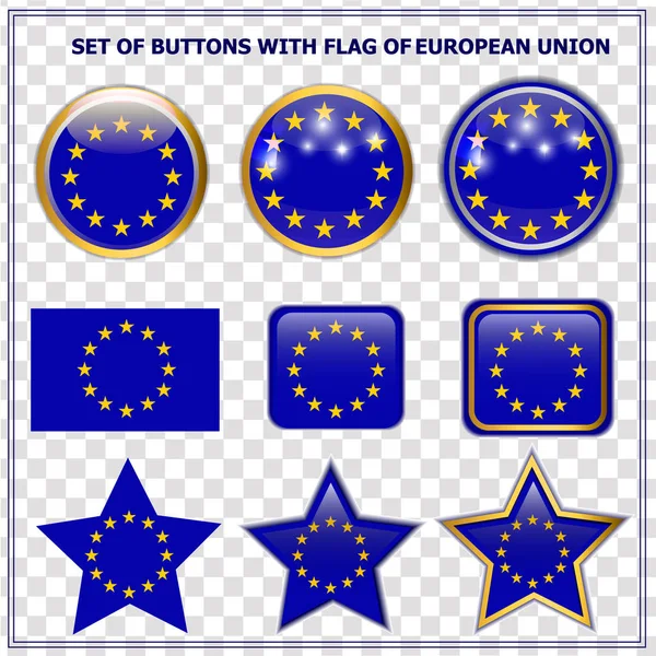 Set con banderas de la Unión Europea. Vector . — Vector de stock