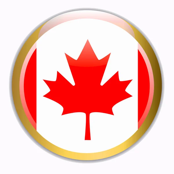 Flag of Canada button. Illustration