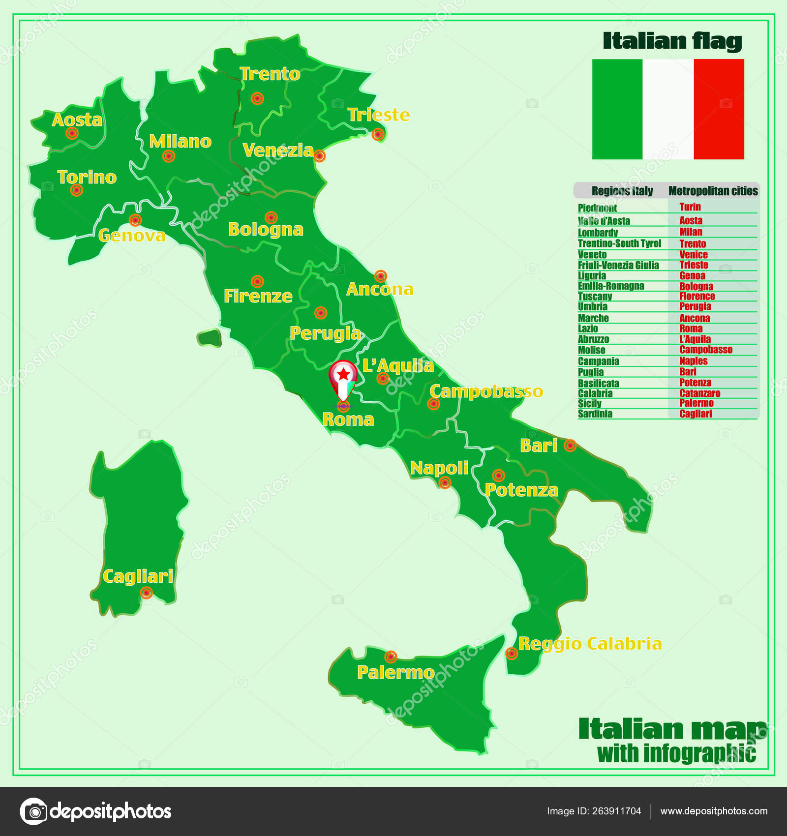 Carte De L Italie Avec Regions Italiennes Et Infographie Image Libre De Droit Par Innabelavi C