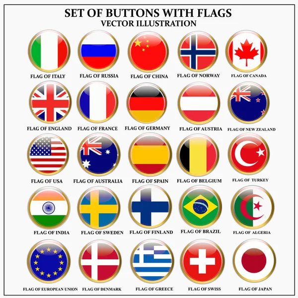 Conjunto de bandeiras com bandeiras populares. Vetor . —  Vetores de Stock