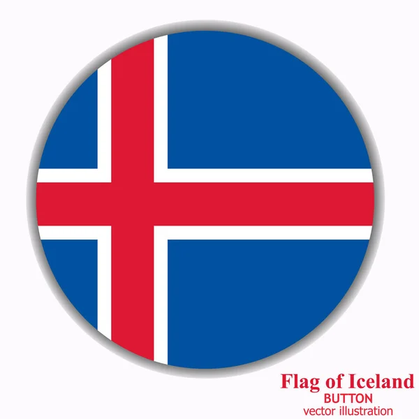Tlačítko s vlajkou Islandu. Vektorová ilustrace — Stockový vektor