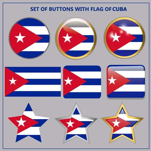Küba bayrağı ile ayarlayın. Illüstrasyon.