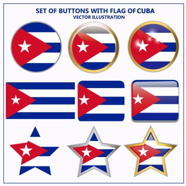 Küba bayrağı ile ayarlayın. Illüstrasyon.