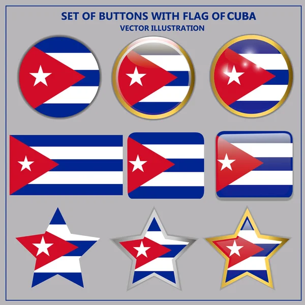 Küba bayrağı ile ayarlayın. Illüstrasyon.
