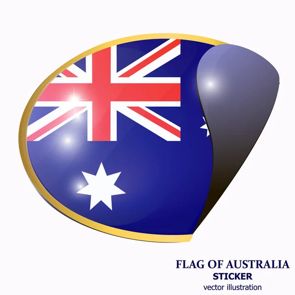 Pegatina brillante con bandera de Australia. Fondo feliz día de Australia . — Vector de stock