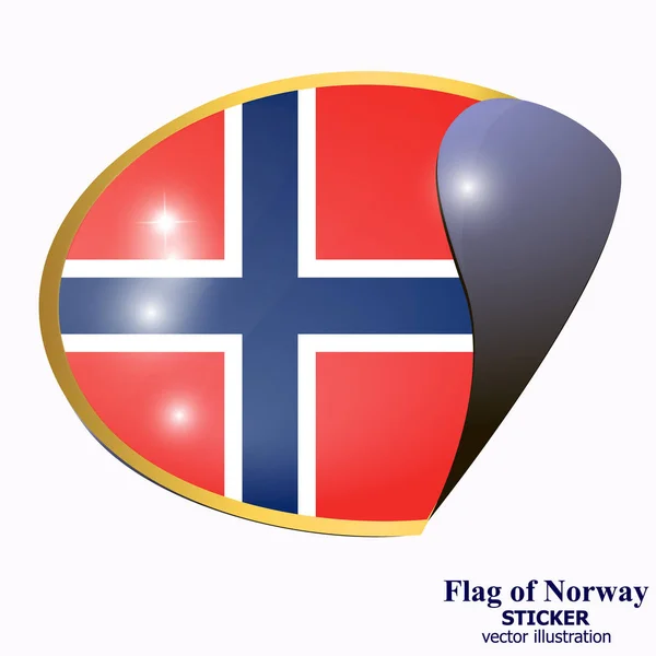 Botón con bandera de Noruega. Vector . — Vector de stock