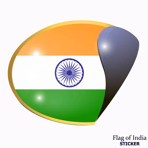 Sticker with flag of India. Illustration.