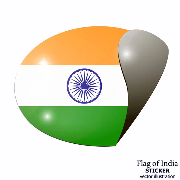 Pegatina con la bandera de la India. Ilustración . — Vector de stock