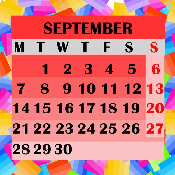 Calendar design month september 2020.