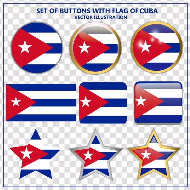 Küba bayrağı ile ayarlayın. Illüstrasyon.