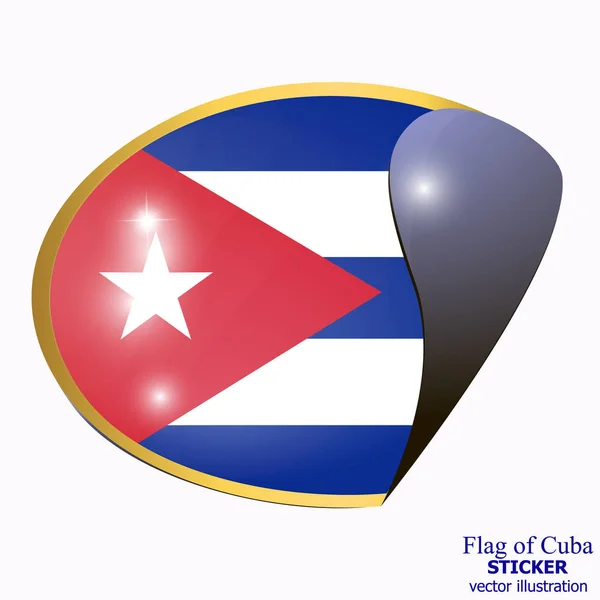 Pegatina con bandera de Cuba. Ilustración vectorial — Vector de stock