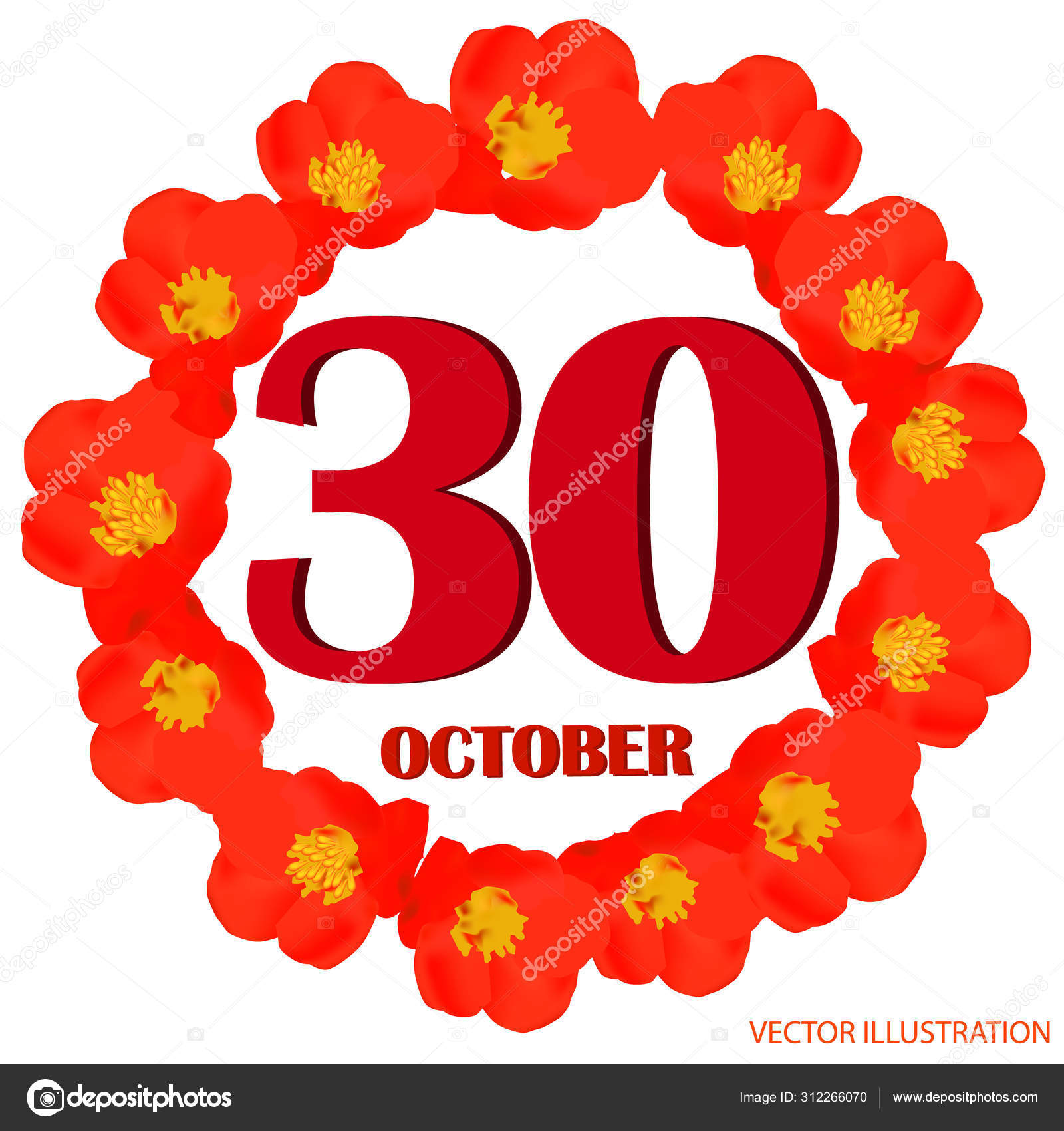 30 de octubre icono. Para planear un día importante. Vector