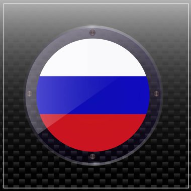 Rusya bayrağı taşıyan parlak bir düğme. Mutlu Rusya bayrağı.