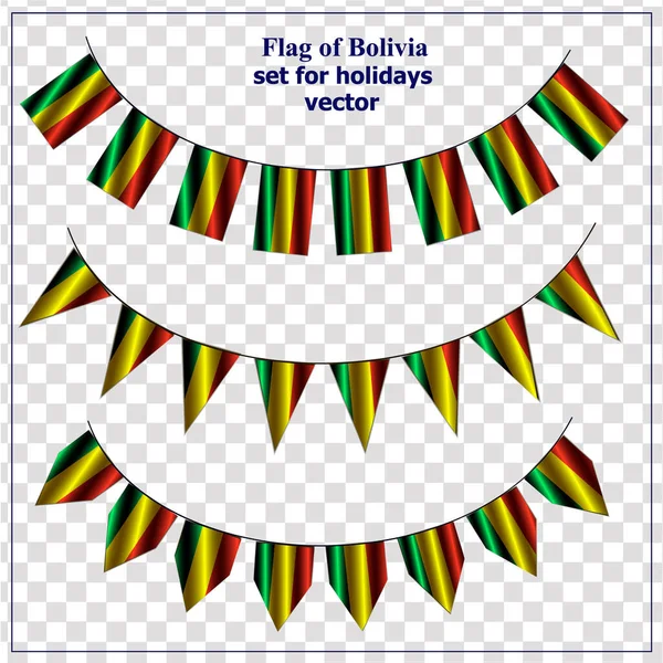 Bright set with flags of Bolivia. Happy Bolivia day collection. Bright vector. — Stock Vector