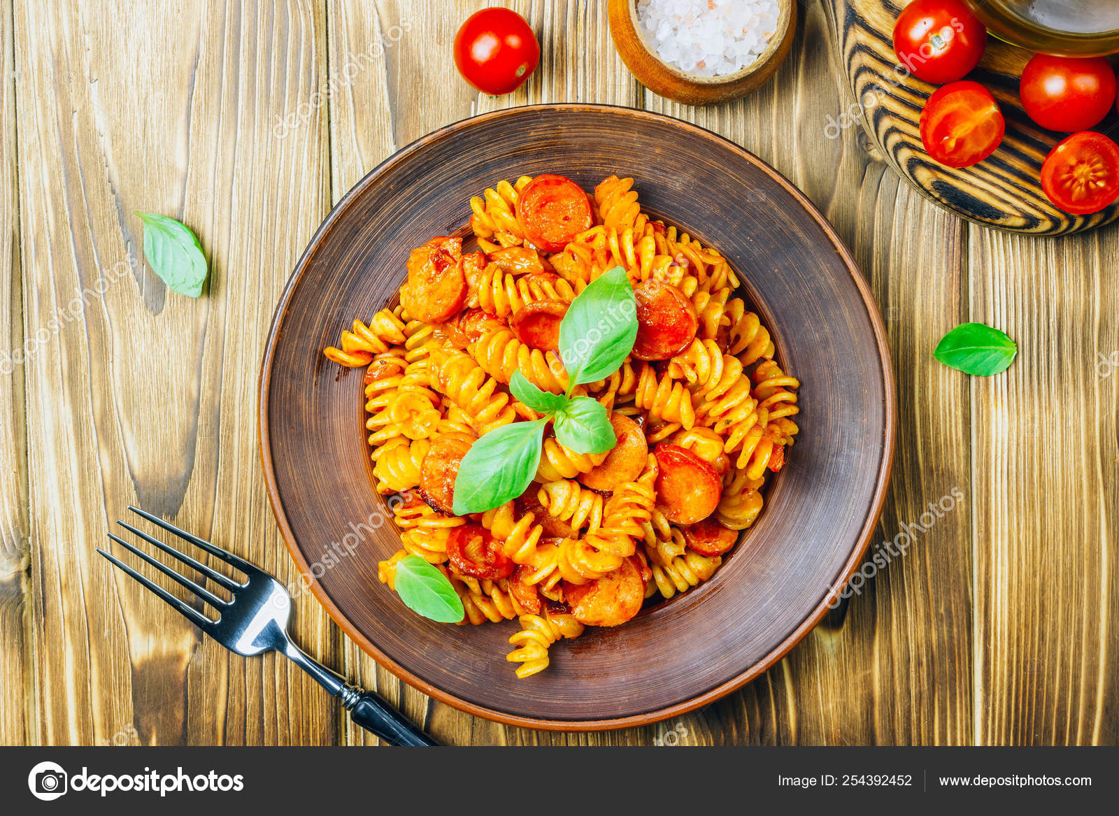 Pasta With Sausage In Tomato Sauce Italian Food Stock Photo C Juliamikhaylova