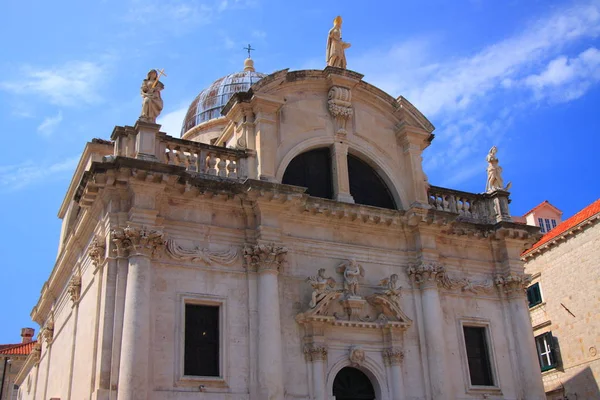 Barokke Kerk Van Saint Baej Dubrovnik Lua Plein Met Een — Stockfoto