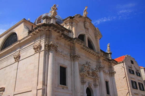 Barokke Kerk Van Saint Baej Dubrovnik Lua Plein Met Een — Stockfoto