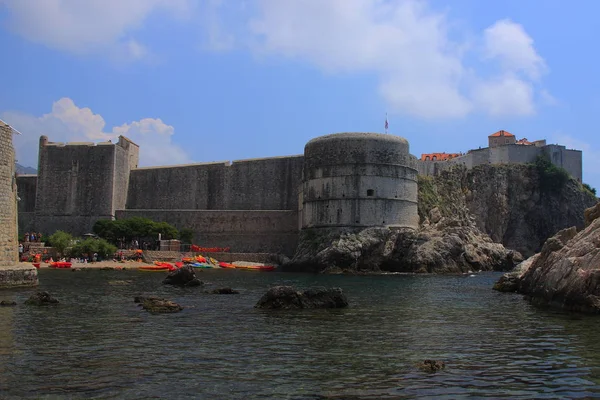 Croatia - historic fortifications in Dubrovnik located in southern Dalmatia on the Adriatic Sea. The city is famous for its monuments, architecture, local cuisine and nightlife, which is why it is the most-visited city in Croatia by tourists.