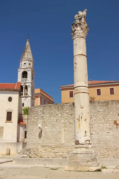 Croatia Zadar Romeinse Kolom Buurt Van Servische Kerk Van Heilige — Stockfoto