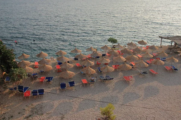 Het Strand Stad Van Saranda Albanië Beroemdste Badplaats Van Albanese — Stockfoto