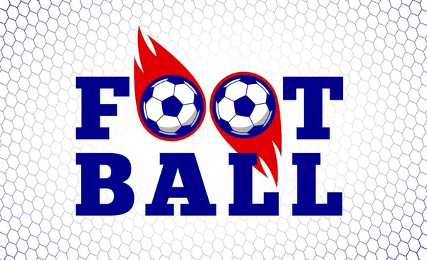 足球运动火球设计图解在白球网的背景下 T恤衫服装印有横幅背景 抽象概念字母标识标语 — 图库矢量图片