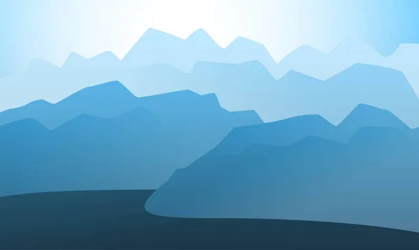 ベクトル風景山のピーク水平線の旅行イラストの背景 休暇と極端な屋外スポーツレクリエーション朝や夜の時間の絵のコンセプトデザイン — ストックベクタ