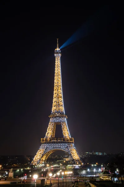 Torre Eiffel Noite Com Seu Show Luzes Paris França — Fotografia de Stock