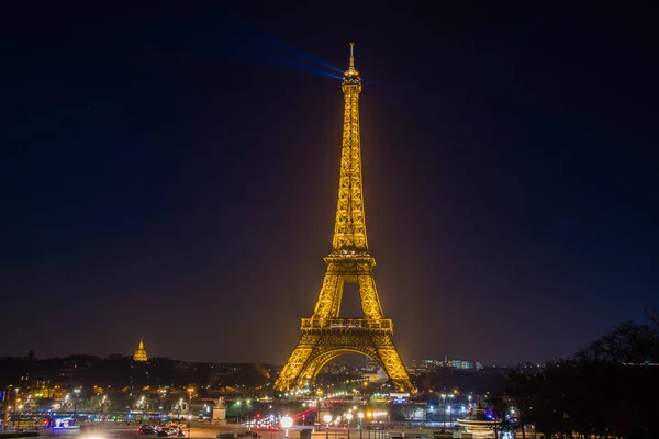 Torre Eiffel Noite Com Seu Show Luzes Paris França — Fotografia de Stock