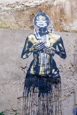 Renkli sokak boyama grafiti sanatı