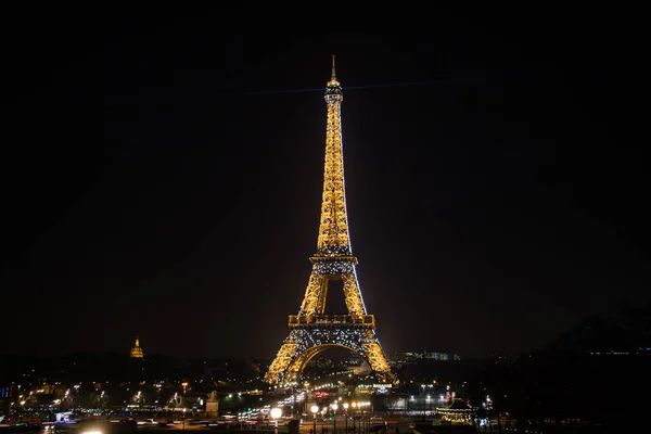 Torre Eiffel Noite Com Seu Show Luzes Paris França — Fotografia de Stock