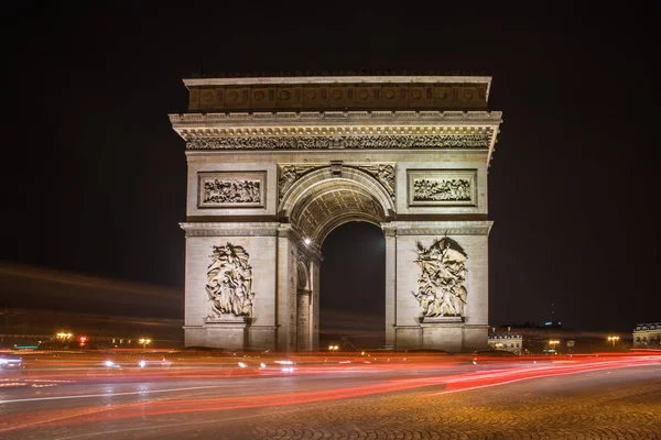 Arc Triomphe Noci Paříž Francie — Stock fotografie