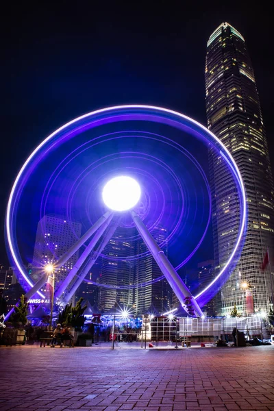 Big Wheel Hong Kong Centraal Tijdens Nacht — Stockfoto