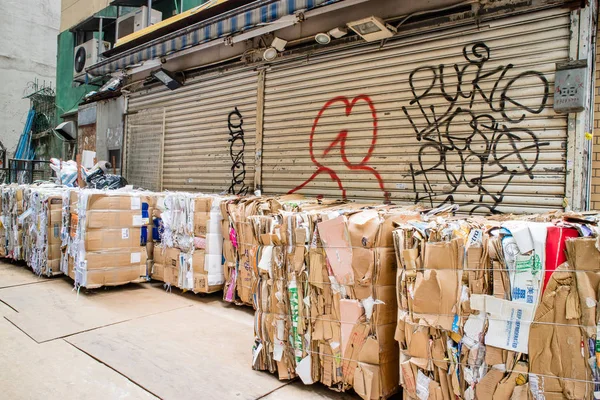 Antiguo Paquete Papel Usado Listo Para Reciclar Hong Kong — Foto de Stock