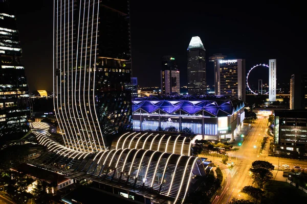 Vista Nocturna Del Centro Singapur Centro Convenciones — Foto de Stock