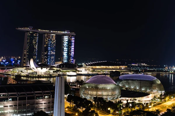 Centrum Van Singapore Esplanade Theatres Het Wetenschapsmuseum Van Bay Marina — Stockfoto