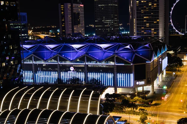 Vista Nocturna Del Centro Singapur Centro Convenciones — Foto de Stock