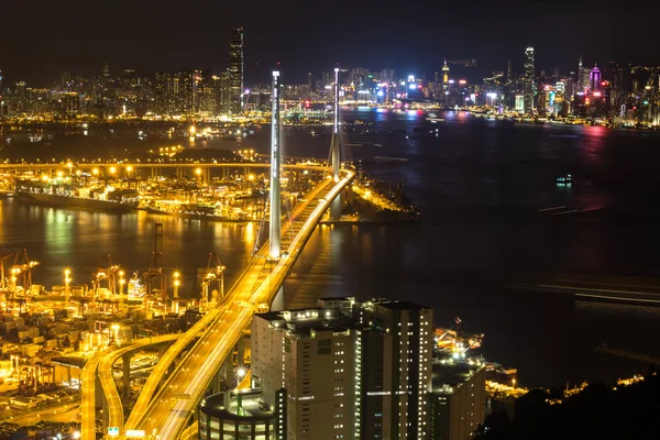 Luchtfoto Van Het Hong Kong Met Havens Zee Handel Handel — Stockfoto