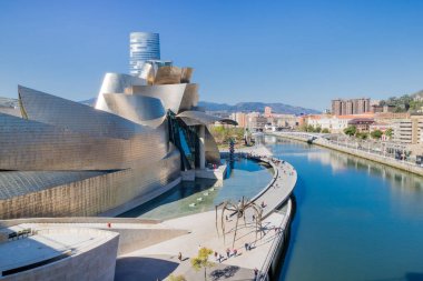 Bilbao city architectural and touristic places highlights clipart