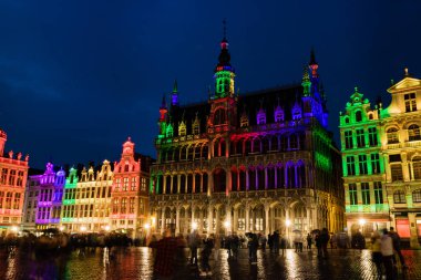 Brussels Grand Place by night and its colour show clipart