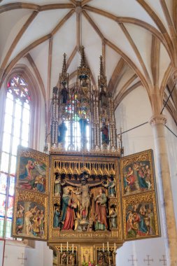 Hallstatt küçük kasaba Avusturya 'da göl kenarında kartpostal görüntüsü olarak