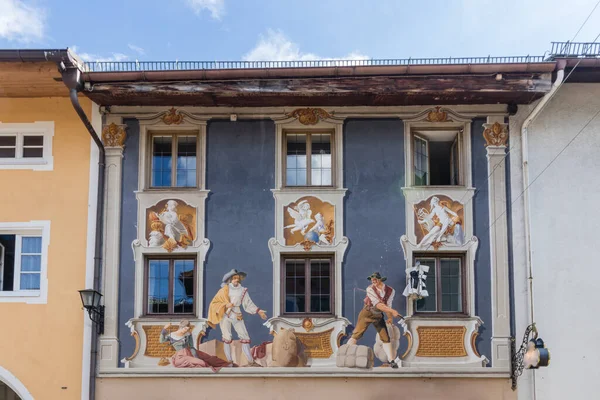 Den Vackra Staden Mittenwald Från Tyskland Och Dess Målade Fasader — Stockfoto