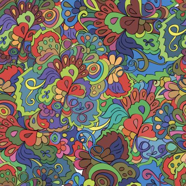 Çiçekler ve girdaplar, kalpler ile Doodle dikişsiz desen, kullanıcı bir dekor, kartlar, davetiye, web tasarımı olabilir.