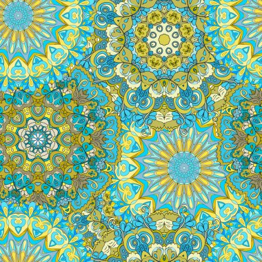 Renkli dikişsiz desen mandala, duvar kağıdı için kullanılabilir, desen dolgular, web sayfası arka plan, yüzey dokular. Mutlu tasarım Deseni. Arapça, Hindistan, İslam, Asya.