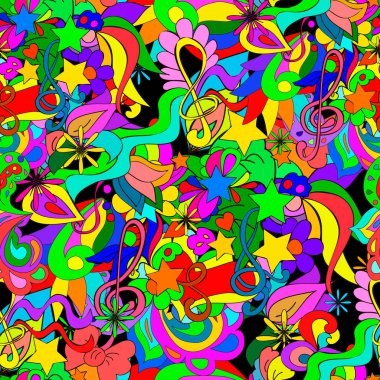 Siyah bir arka plan üzerinde çiçek ve girdaplar ile Doode desen, kullanıcı bir dekor, kartlar, davetiye, web tasarımı olabilir.